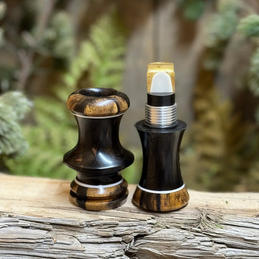 Birdseye Black & White Ebony Spec Snow Goose Call with threaded two piece design