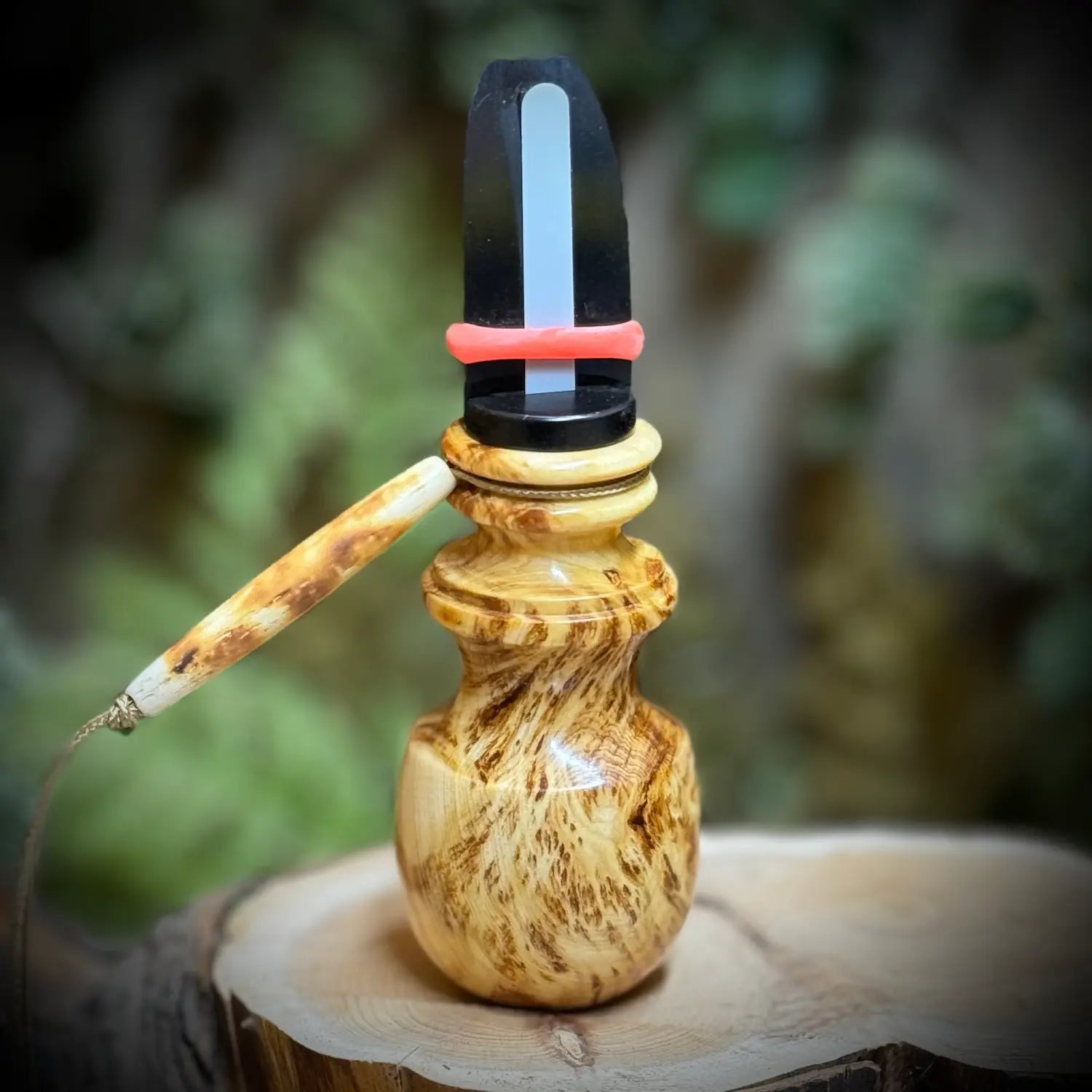 Yellow Cedar Burl Cow Elk Call with glossy weatherproof C.A. finish