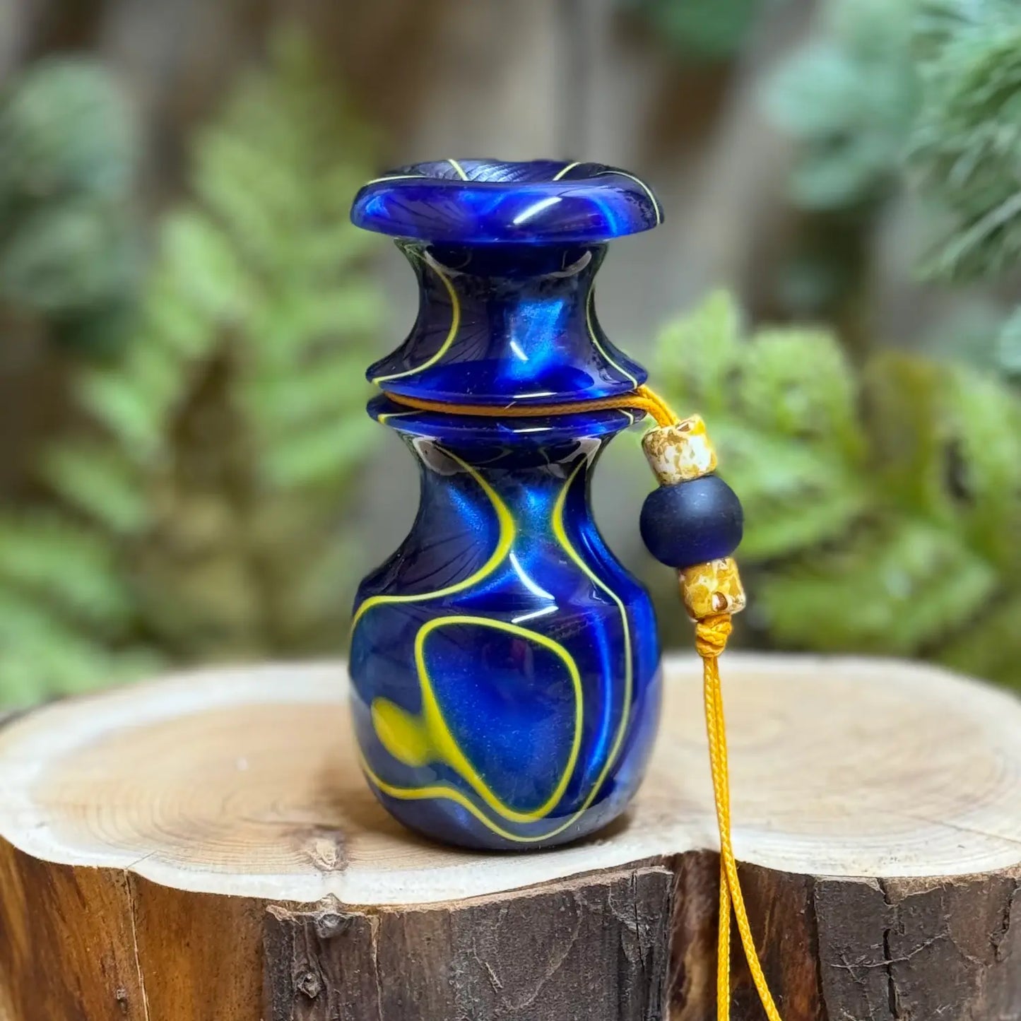 Acrylic Blacktail Bleat in Blue Angel acrylic with yellow swirls on electric blue