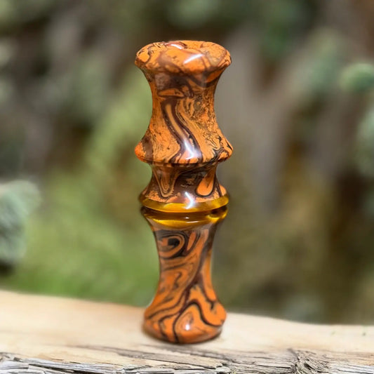 Acrylic "Cocobolo Burl" Design in a Canada Goose Call