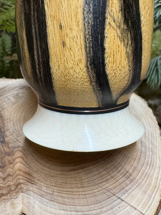 Black & White Ebony Deer Grunt - close up view of the base with custom inlays