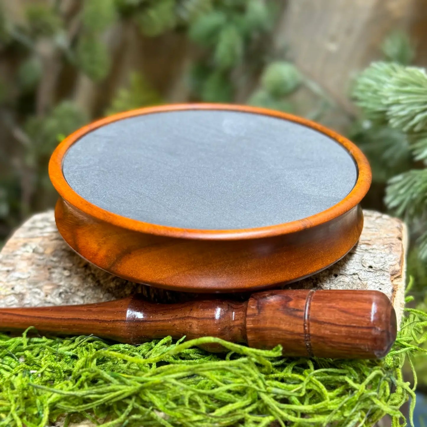Chakte Viga Turkey Call with Gray Slate surface and a matching Chakte Viga wood striker