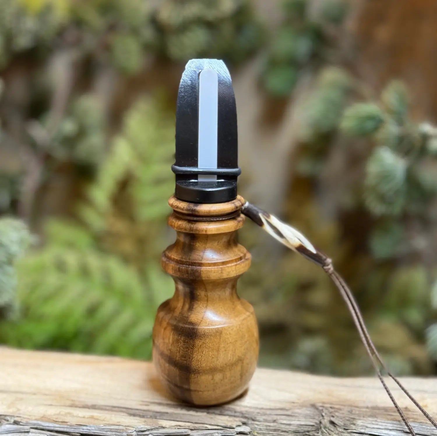 Curly Oregon Myrtle Cow Elk Call with sappy tones on back