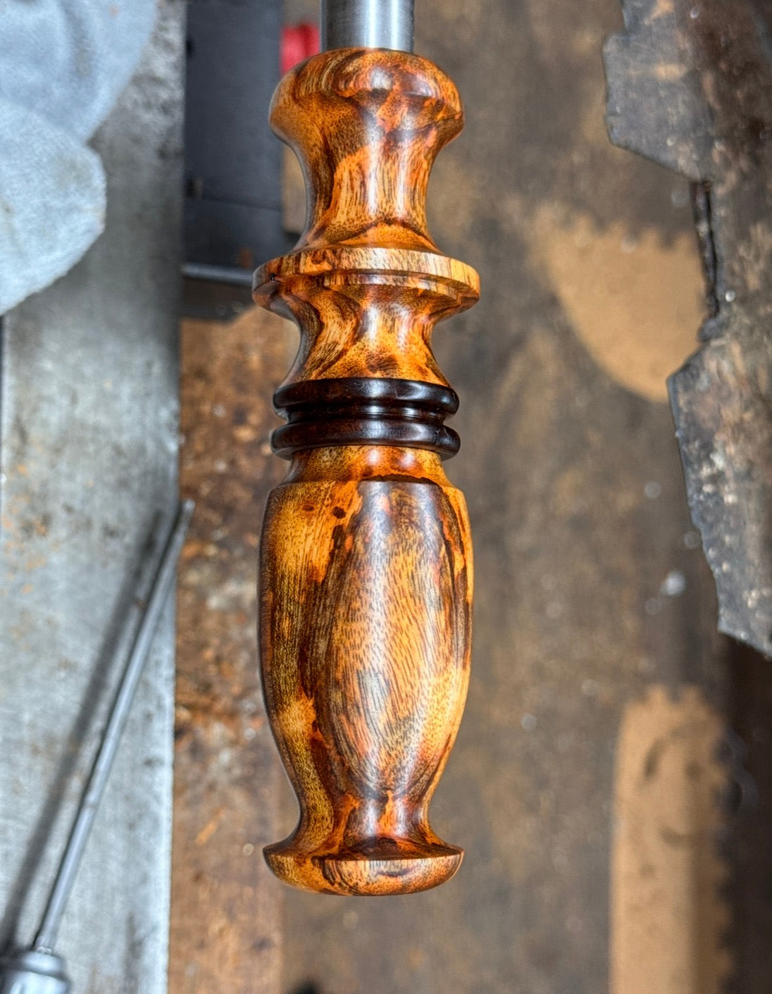 Custom engraved grunt call- asian mahogany burl