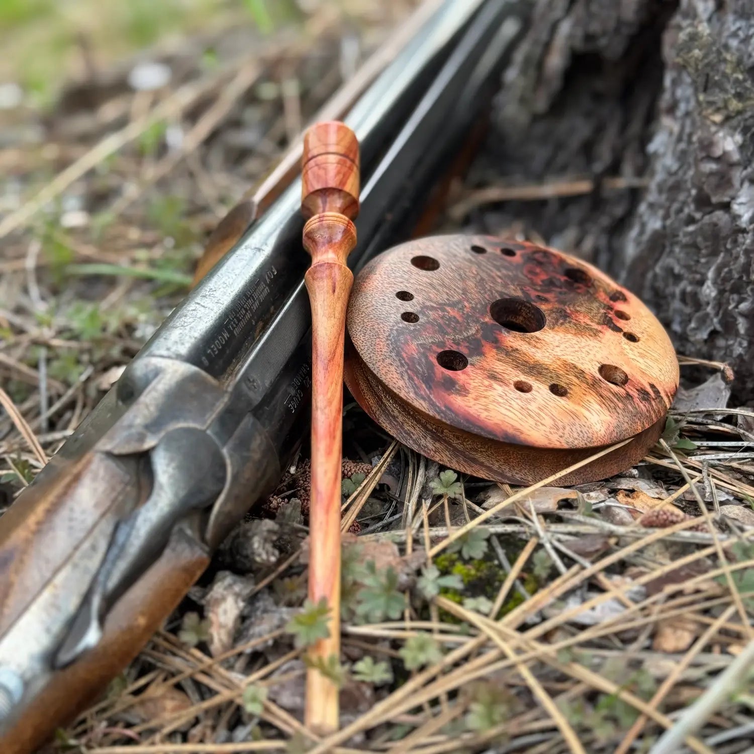 Asian Mahogany Burl Turkey Pot Call with Tulipwood Striker