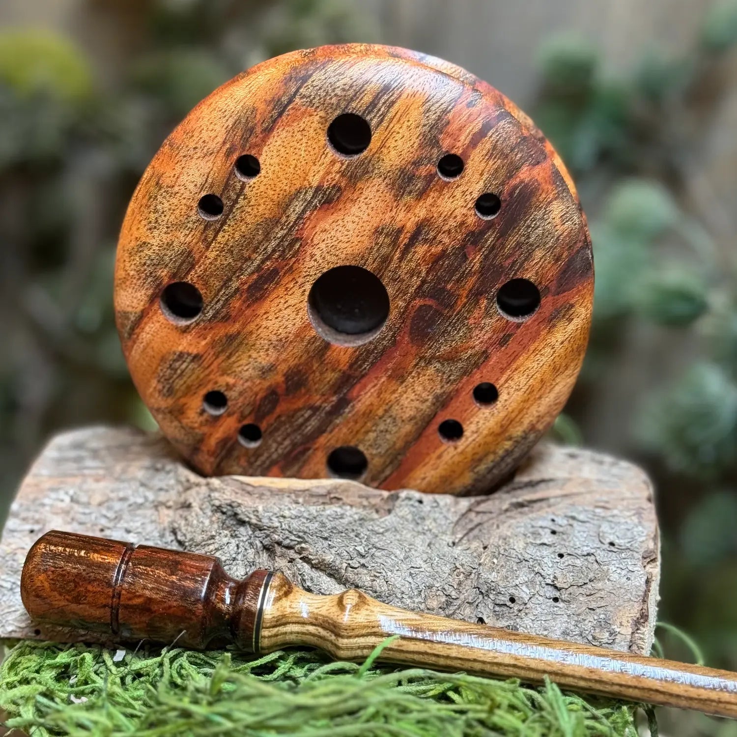 Asian Mahogany Burl Pot Call with matching Zebrawood Striker