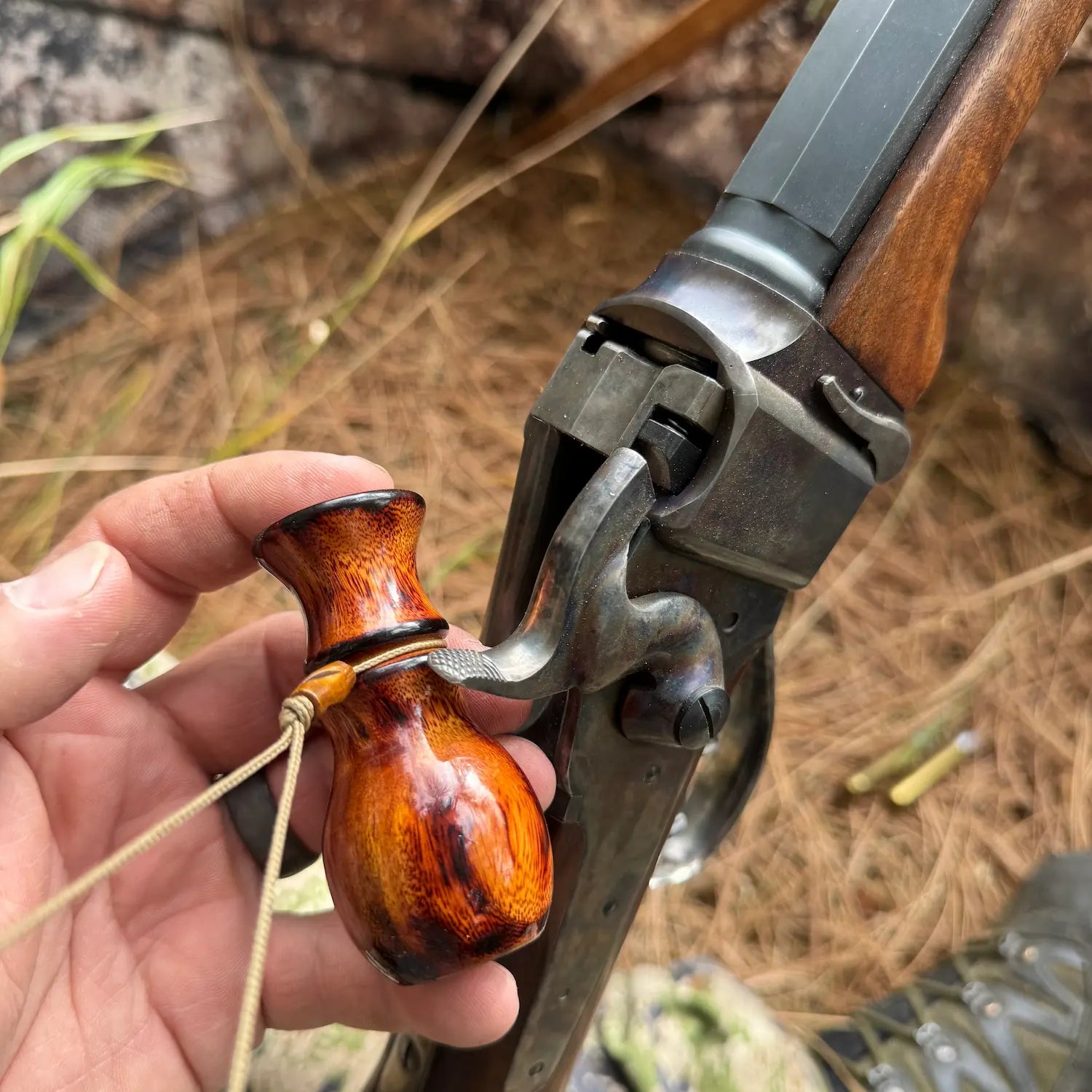 Burnt Argentine Osage Predator Call with Rifle