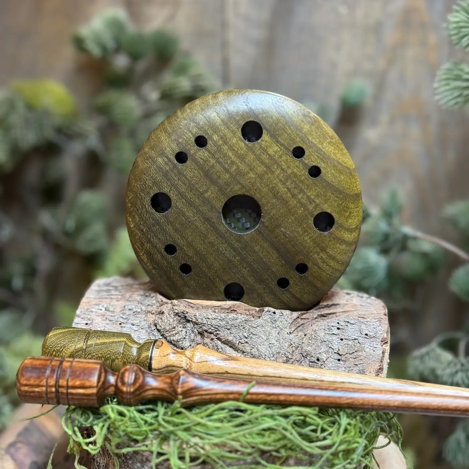 Mud cured osage turkey pot call with carbon fiber soundboard and zebrawood striker and satinwood striker