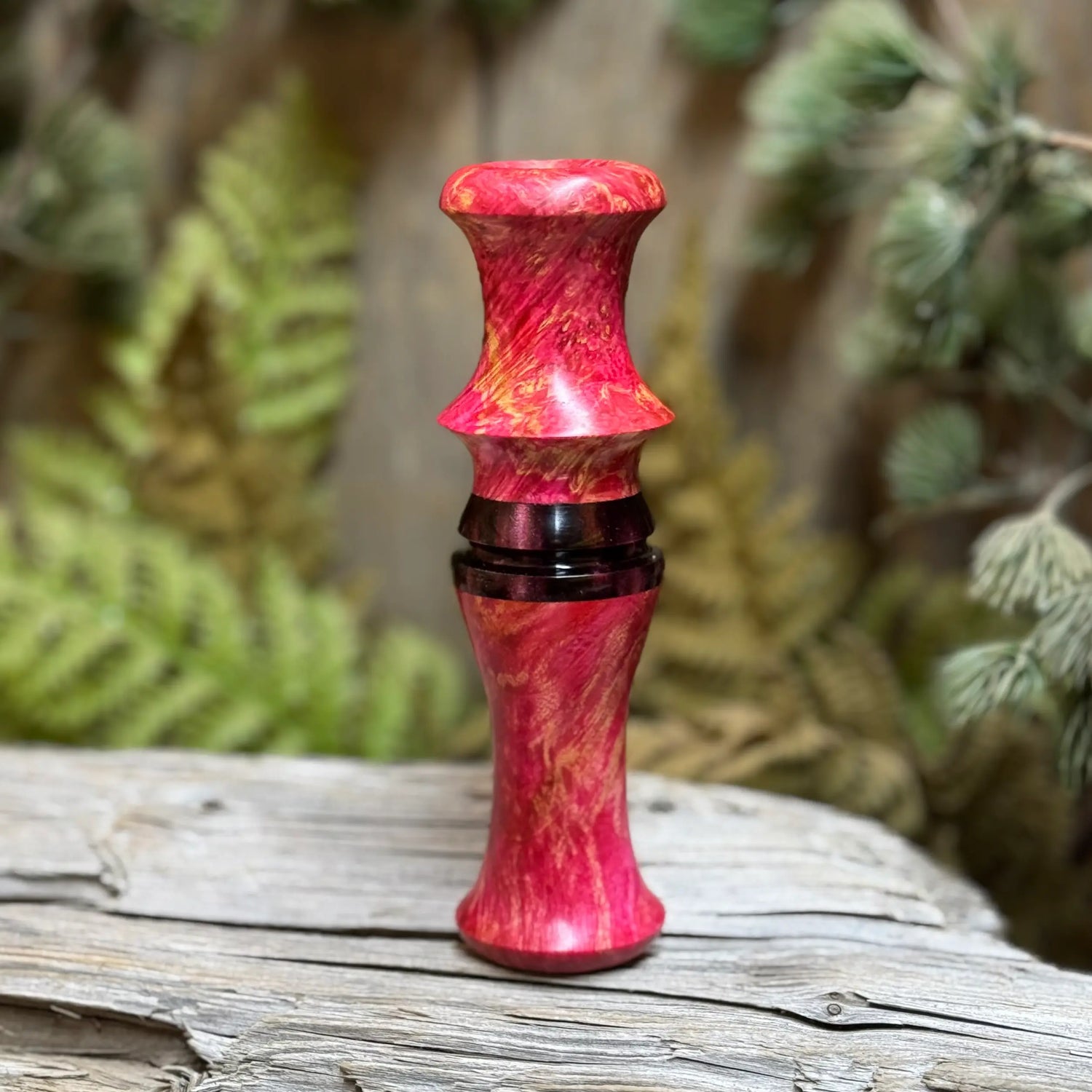 Handmade Pink Dyed Box Elder Short-Reed Goose Call