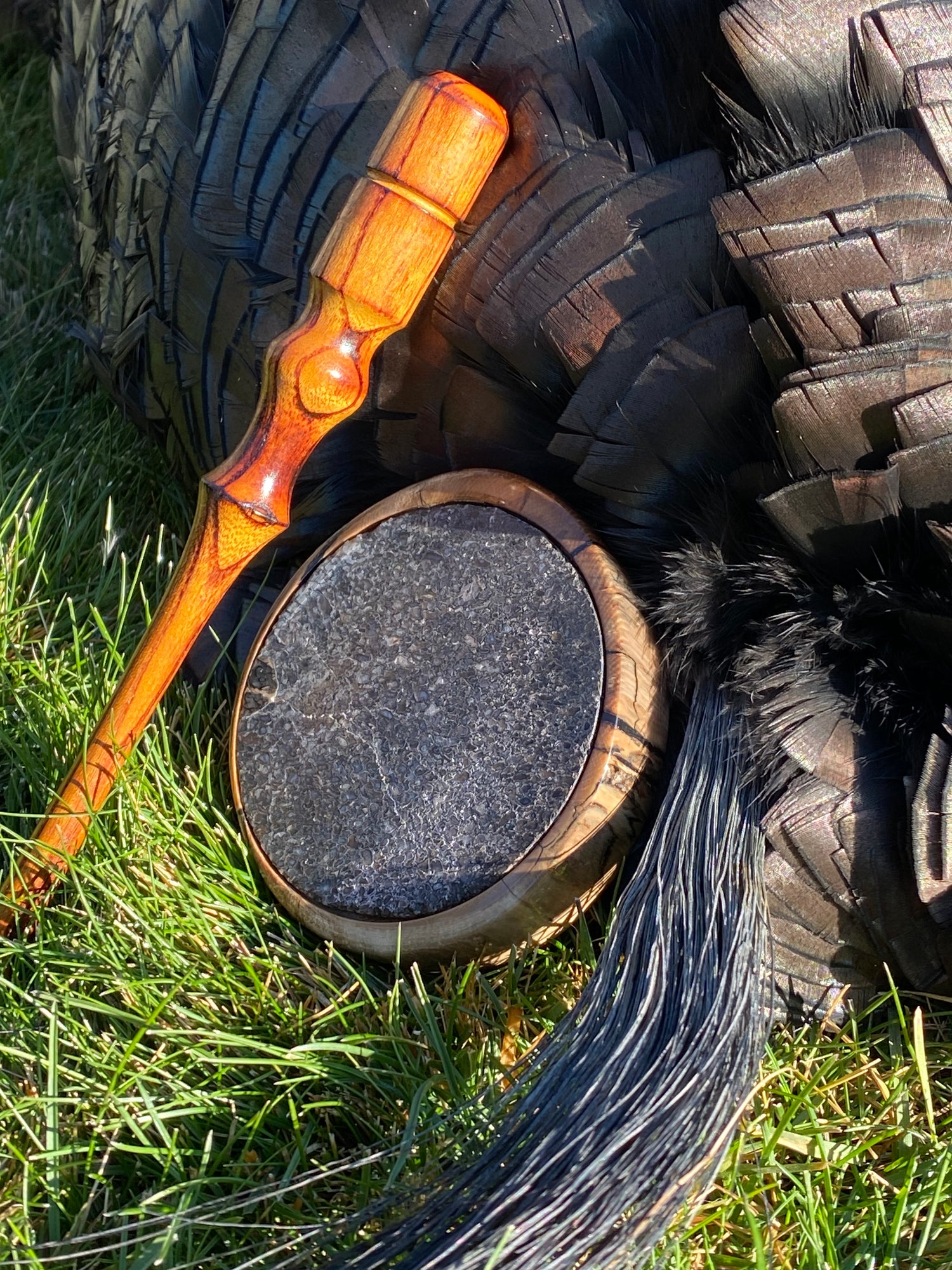 Mammoth Tusk Turkey Pot Call with Dino Bone Surface & Osage Wood Striker