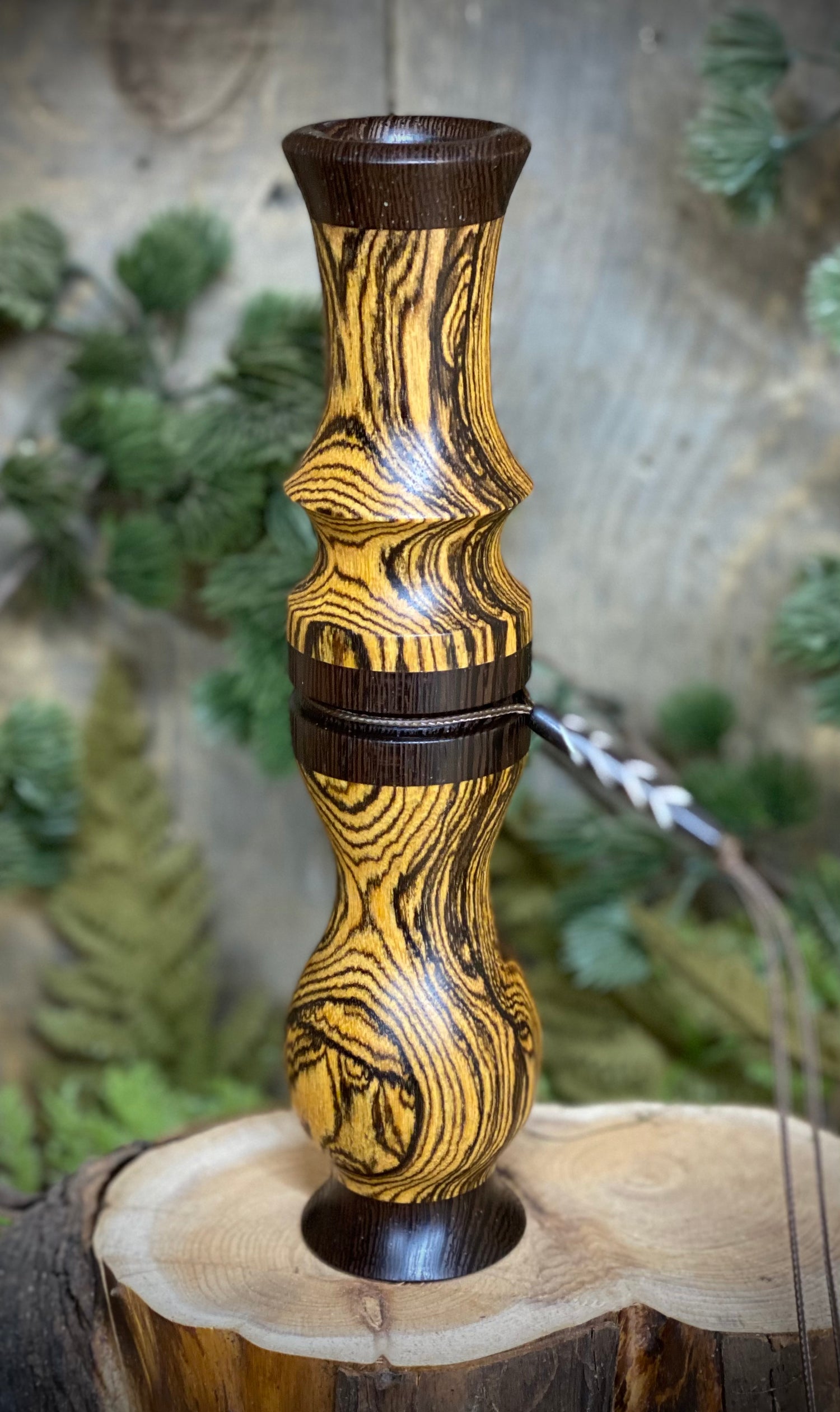 Spalted Pecan Wood Whitetail Grunt Call with Ironwood Accents