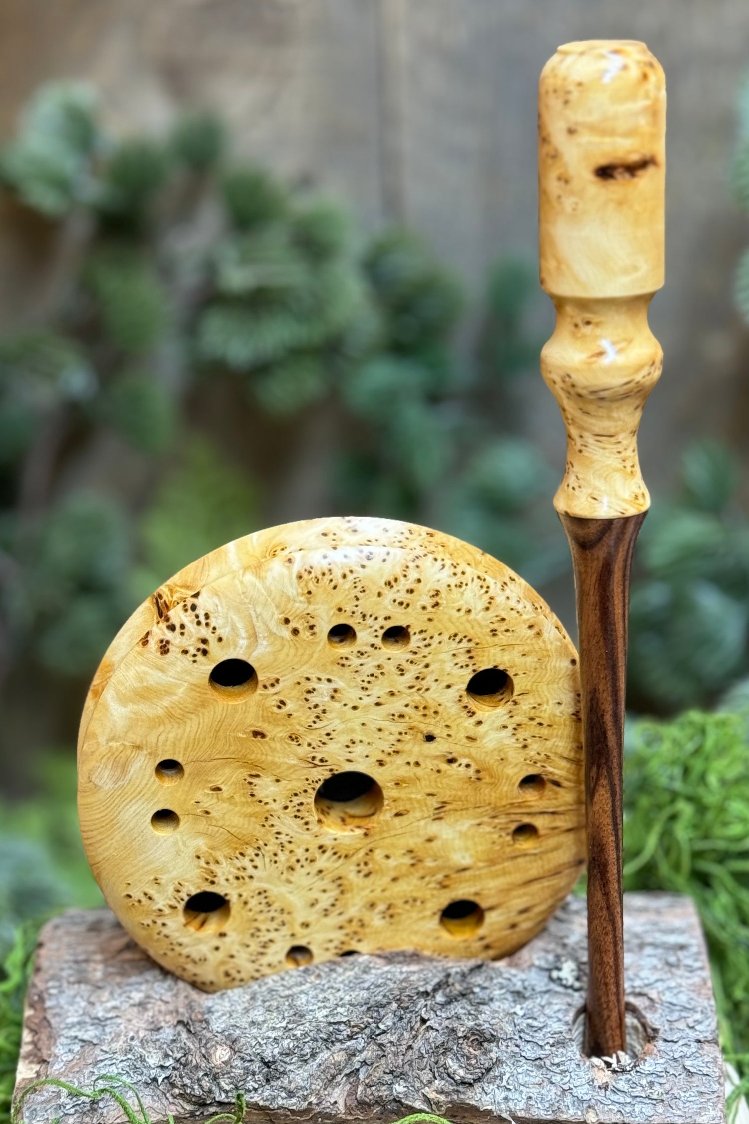 Yellow Cedar Burl Pot Call & matching Striker with Bolivian Rosewood tip