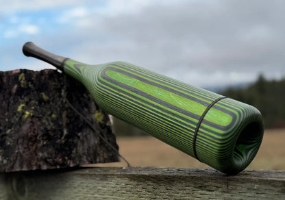 Close-Up of Green Hornet Wood Laminate bottom portion of the bugle