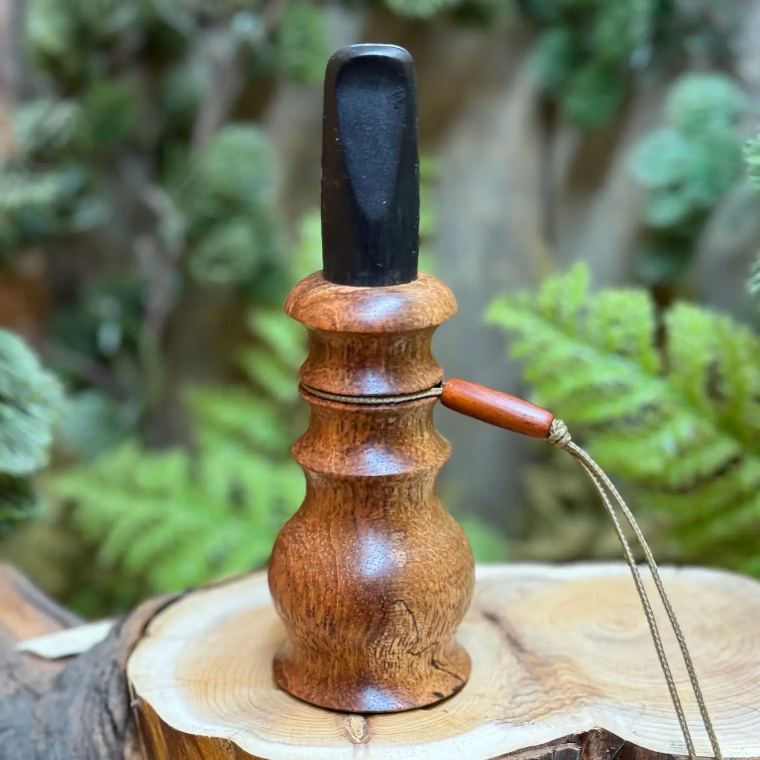 unique barrel from spalted jatoba crow call showing half heartwood and half sapwood