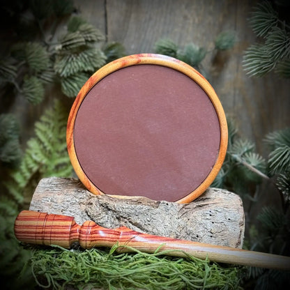Tulipwood Turkey Pot Call with Red Slate playing surface and a matching tulipwood striker