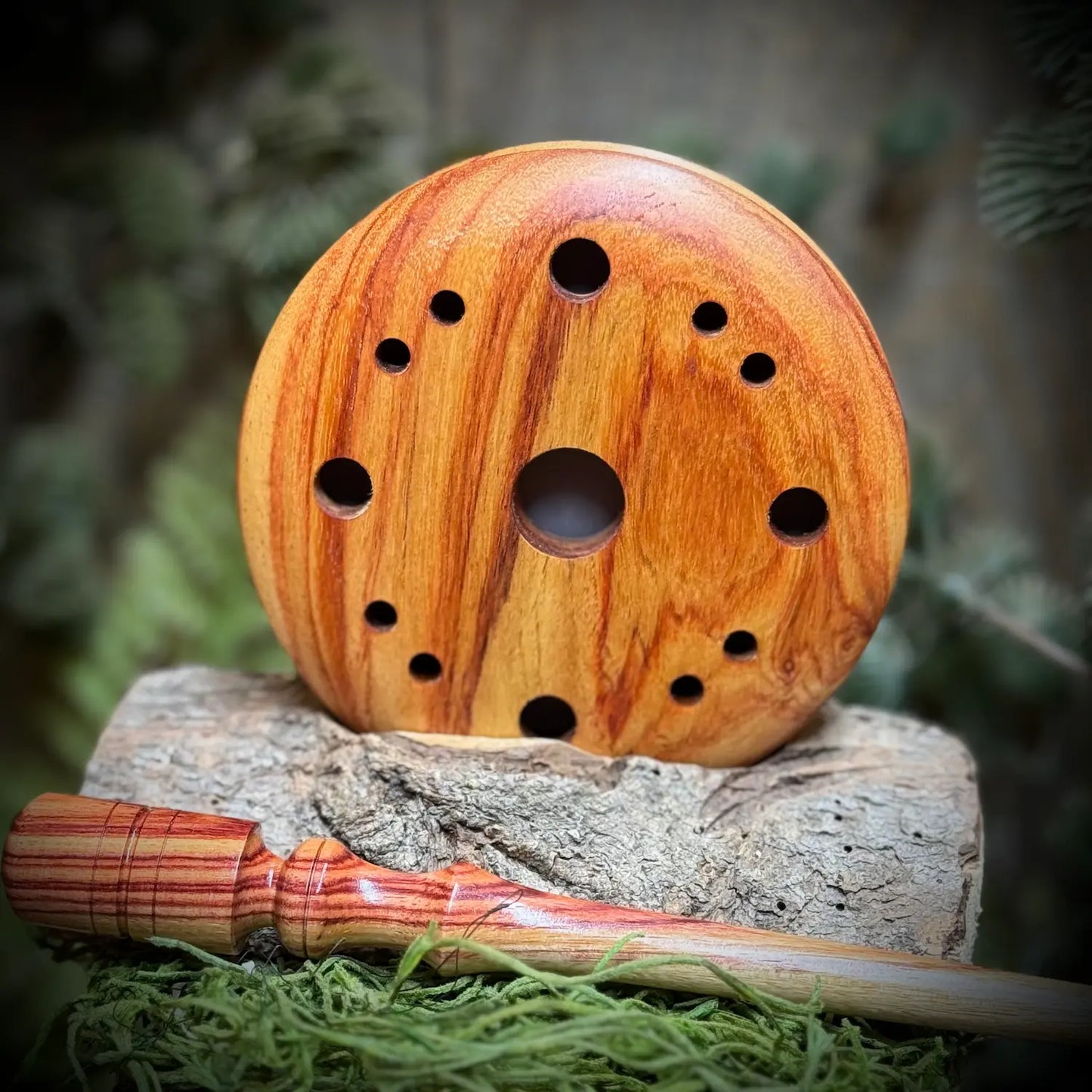 Tulipwood Turkey Pot Call with a matching tulipwood striker