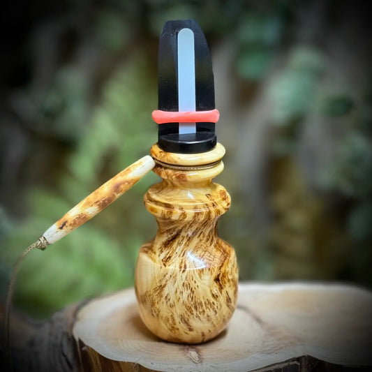 Yellow Cedar Burl Cow Elk Call with glossy weatherproof C.A. finish